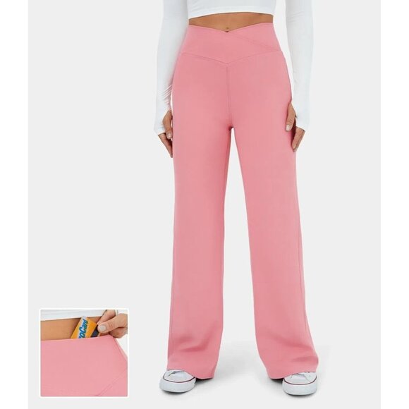 HALARA Crossover High Waisted Back Pocket Wide Leg Yoga Pants Size Large - Picture 1 of 7